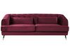 3 Seater Velvet Fabric Sofa Burgundy SLETTA_784960