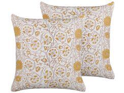 Koristetyyny puuvilla valkoinen/keltainen 45 x 45 cm 2 kpl CALATHEA Koristetyyny puuvilla valkoinen/keltainen 45 x 45 cm 2 kpl CALATHEA