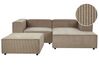 Left Hand 2 Seater Modular Jumbo Cord Corner Sofa with Ottoman Brown APRICA_903941