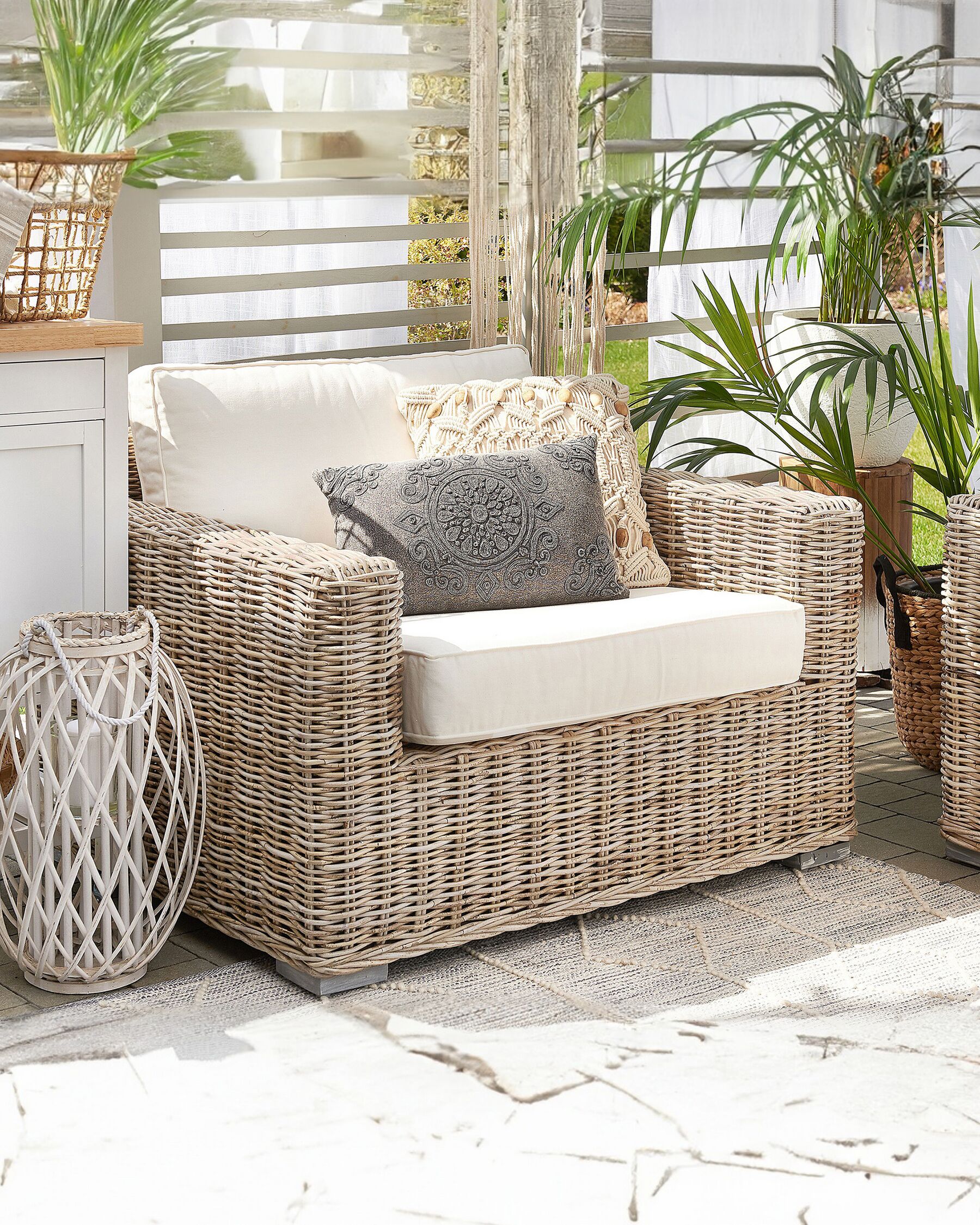Rattan Garden Armchair Light Brown ARDEA | Beliani.it