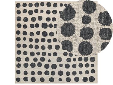 Teppich beige / schwarz 200 x 200 cm gepunktetes Muster HAVRAN