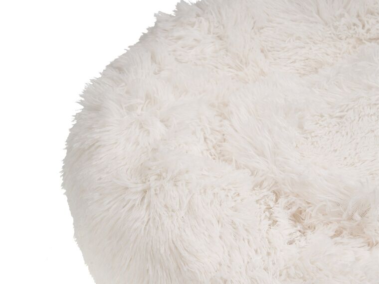 Faux Fur Pet Bed ø 50 cm White KULU Beliani.co.uk