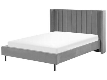 Zamatová posteľ 140 x 200 cm sivá VILLETTE
