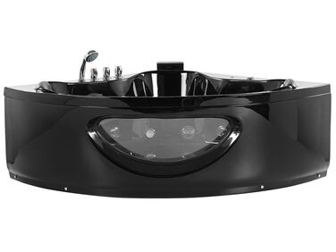Whirlpool Badewanne schwarz Eckmodell mit LED 190 x 150 cm TOCOA