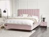 Zamatová posteľ s úložným priestorom 180 x 200 cm ružová SEZANNE_892481