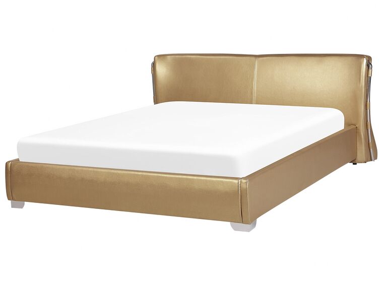 Łóżko skórzane 180 x 200 cm złote PARIS_103675