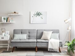 3-istuttava vuodesohva kangas vaaleanharmaa RONNE