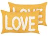 Conjunto de 2 almofadas decorativas em algodão amarelo 30 x 50 cm LOVE_913217