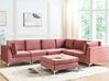 Left Hand 6 Seater Modular Velvet Corner Sofa with Ottoman Pink EVJA_858906