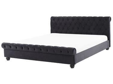 Velvet EU Super King Size Bed Black AVALLON