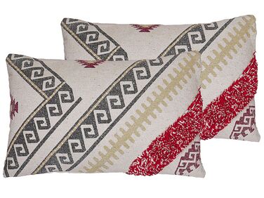 2 bawełniane poduszki dekoracyjne geometryczny wzór 30 x 50 cm wielokolorowe BETULA