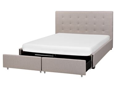 Čalúnená posteľ s úložným priestorom 160 x 200 cm svetlosivá LA ROCHELLE