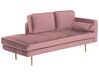 Chaise longue fluweel roze rechtszijdig MIRAMAS_754016