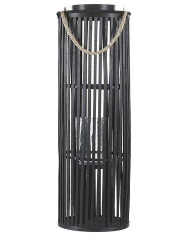 Lampion drewniany 80 cm czarny LUZON