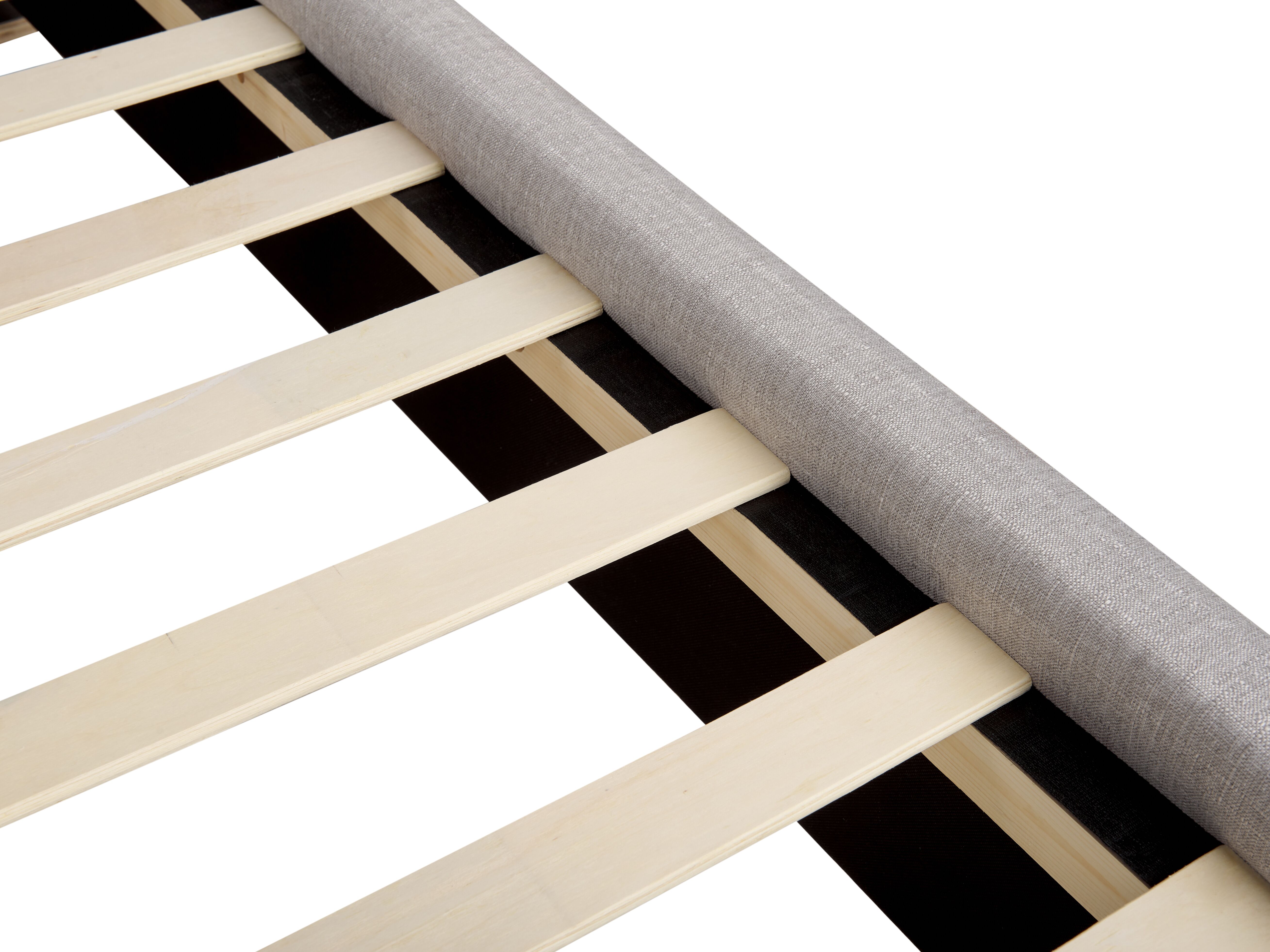 Fabric EU Double Size Bed with Storage Light Grey LA ROCHELLE Beliani.co.uk