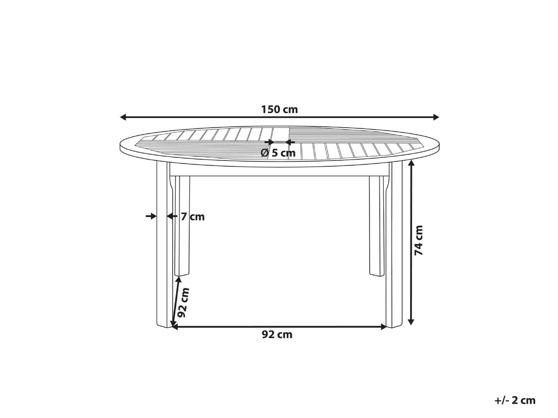 Gartentisch Akazienholz ø 150 cm helles Holz TOLVE | Möbel ...
