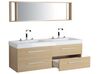 Badrumsmöbler väggskåp spegel och 2 tvättställ beige MALAGA_768797