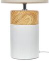 Tischlampe weiß / heller Holzfarbton 43 cm Trommelform ALZEYA_822437