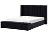Velvet EU Super King Size Bed with Storage Bench Black NOYERS_834578