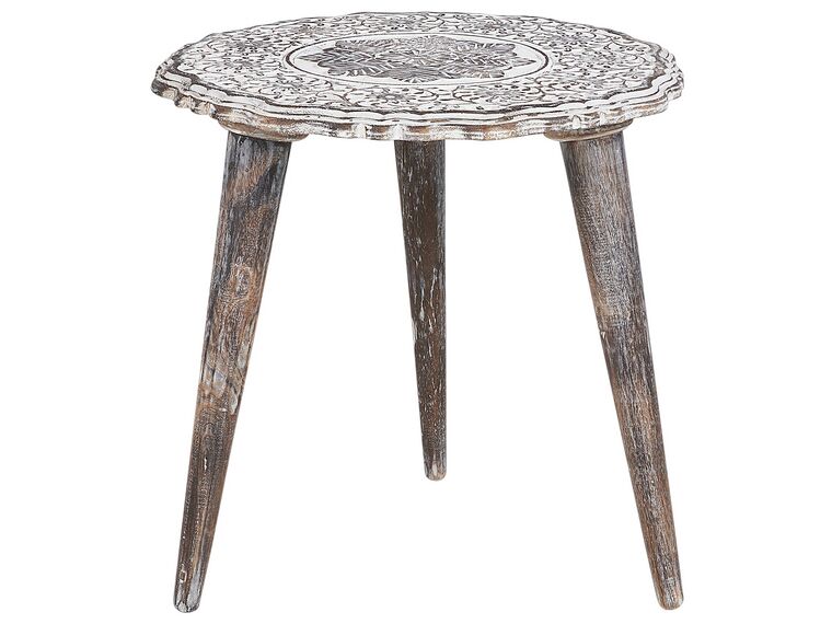 Set of 2 Mango Wood Side Tables OffWhite ADRO Beliani.se