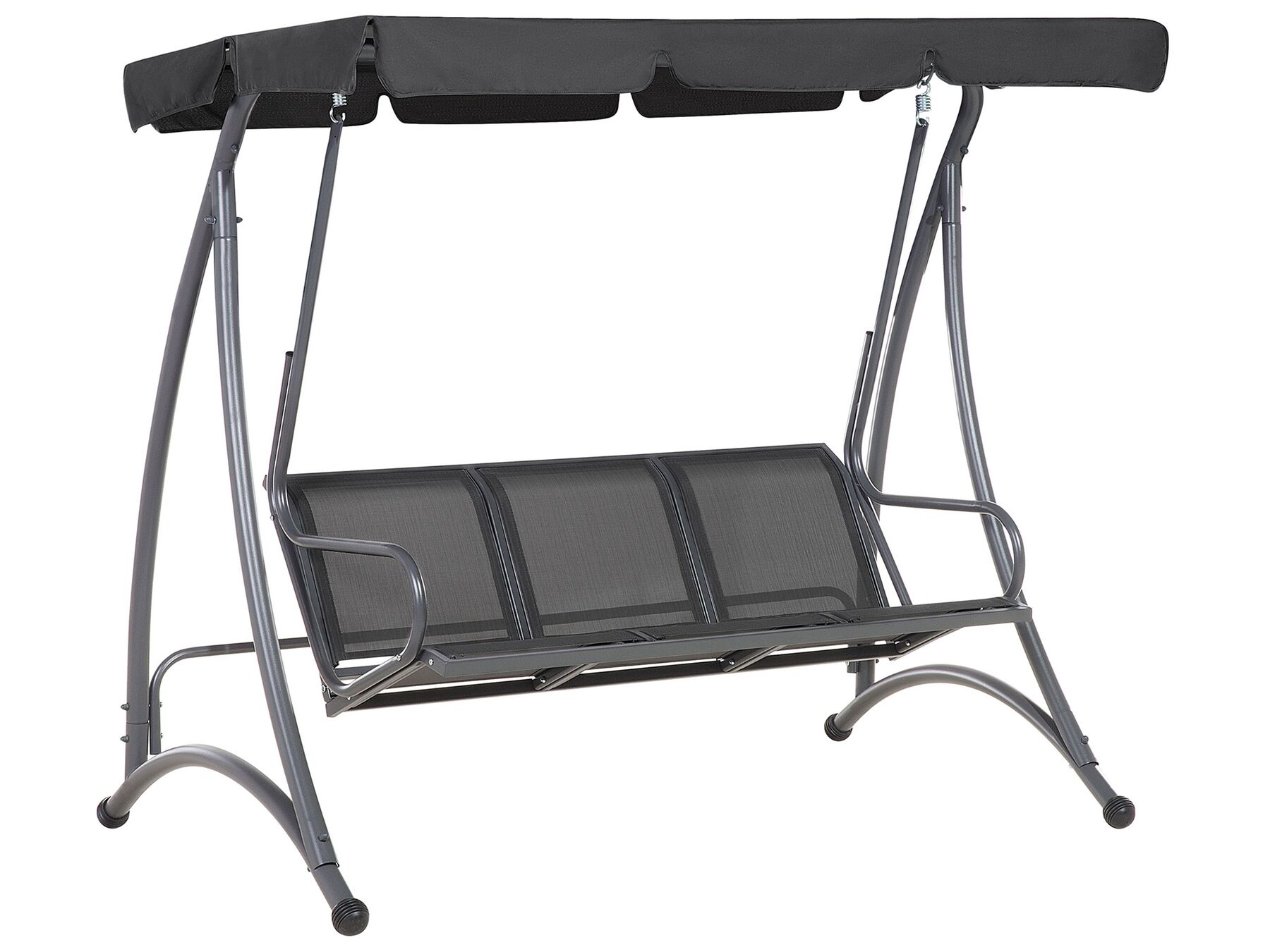Modern Outdoor Swing Black Mesh Seat Polyester Canopy Steel Frame Bogart