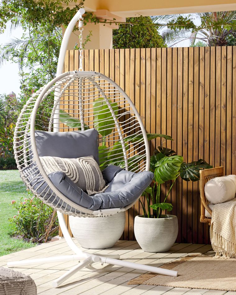 Hanging Chair with Stand White ARCO Beliani.co.uk