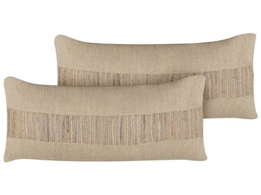 Set of 2 Jute Cushions 30 x 70 cm Beige LUINA