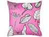 Set of 2 Velvet Cushions Leaf Pattern 45 x45 cm Pink MALVA_915746
