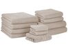 Set of 11 Cotton Towels Beige AREORA_797676