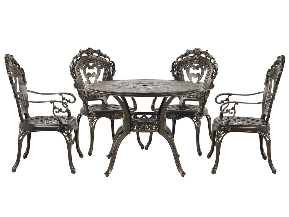 Gartenmöbel Set Aluminium dunkelbraun 4-Sitzer SAPRI | Beliani.de