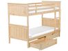 Łóżko piętrowe z szufladami drewniane 90 x 200 cm jasne drewno ALBON_883453