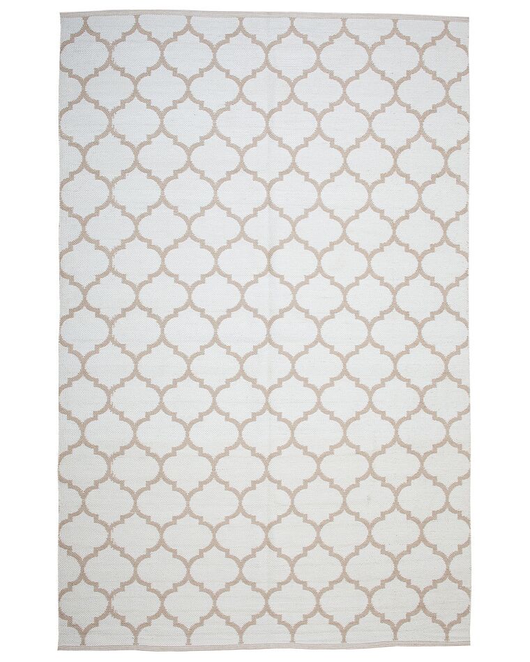 Outdoor Teppich beige 140 x 200 cm marokkanisches Muster zweiseitig Kurzflor AKSU_733628