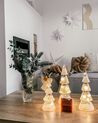 Dekofigur Glas weiß Weihnachtsbaum mit LED-Beleuchtung 3er Set KIERINKI_900214