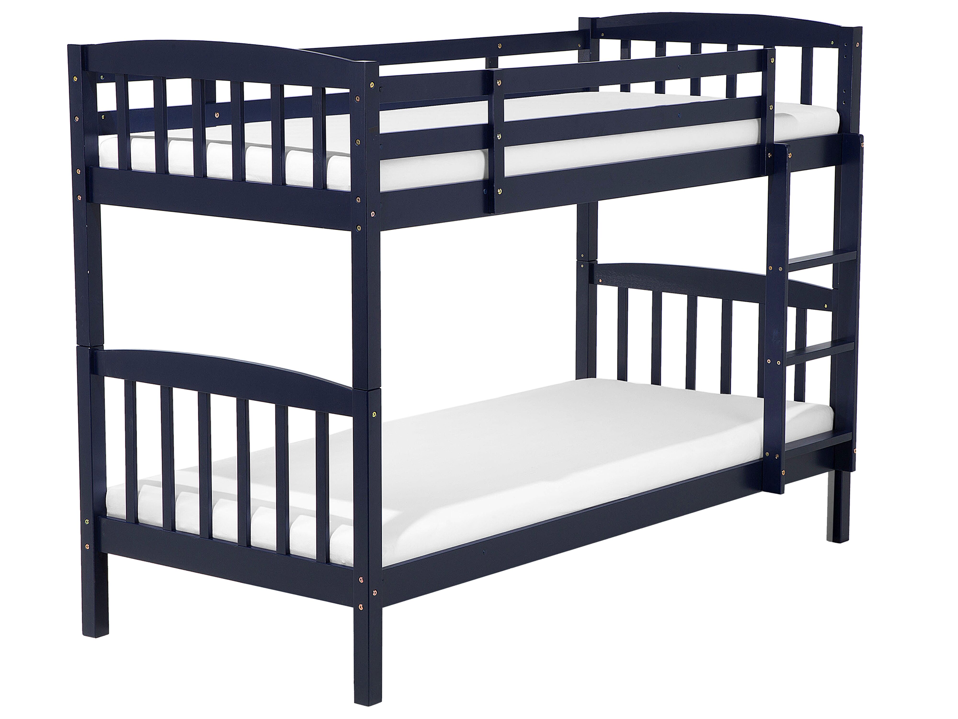 Wooden EU Single Size Bunk Bed Dark Blue REVIN | Beliani.co.uk