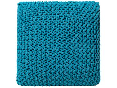 Cotton Knitted Pouffe 50 x 50 cm Blue CONRAD