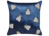 Embroidered Velvet Cushion Flies Motif 45 x 45 cm Navy Blue PENTAS_892820