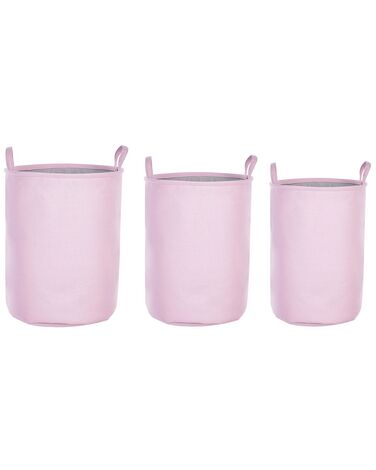 Conjunto de 3 cestos em tecido de poliéster rosa ARCHA