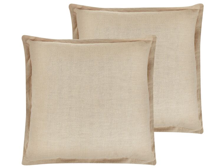 Set of 2 Cushions 45 x 45 cm Beige GUZMANIA_810654