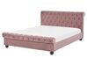 Bed fluweel roze 160 x 200 cm AVALLON_694423