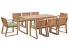 Zestaw ogrodowy drewniany stół i 8 krzeseł z poduszkami zielonymi SASSARI_775989