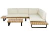 5 Seater Certified Acacia Wood Garden Corner Sofa Set Off White MYKONOS _878014