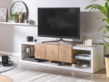 TV Stand White and Light Wood FULERTON