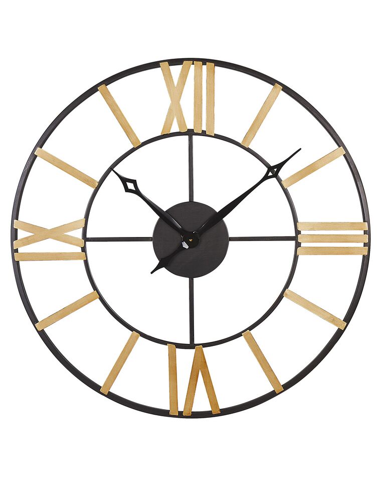 Reloj de pared de metal negro/dorado ø 80 cm VALSOT_822169