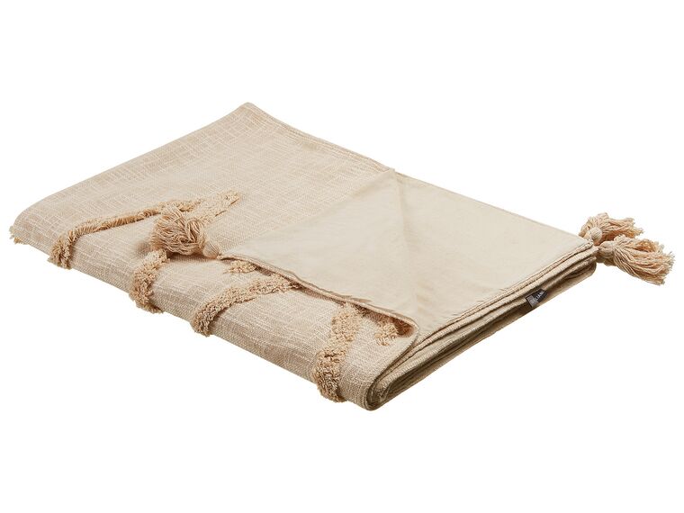 Decke Baumwolle beige 130 x 180 cm orientalisches Muster MORBI_829203