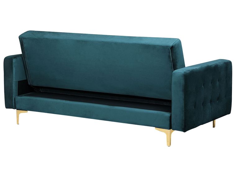 3 Seater Velvet Sofa Bed Teal ABERDEEN Beliani.co.uk