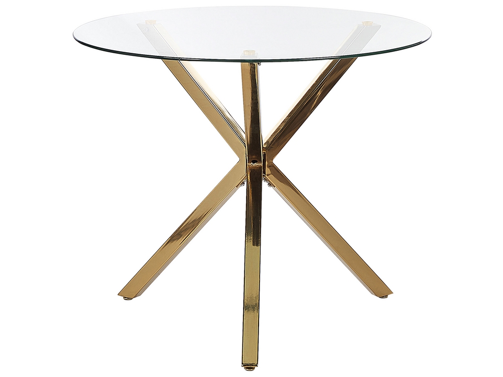 Glass Top Round Dining Table ⌀ 90 cm Gold SAVONI 