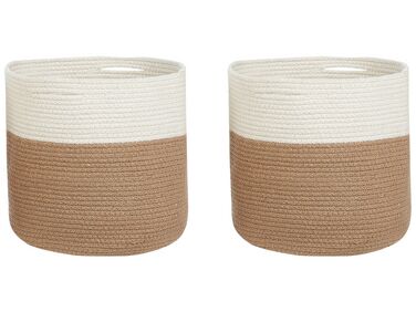 Set of 2 Cotton Baskets Beige and White ARDESEN