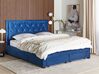 Zamatová posteľ s úložným priestorom 180 x 200 cm modrá LIEVIN_858006