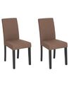Set of 2 Fabric Dining Chairs Brown BROADWAY_744513