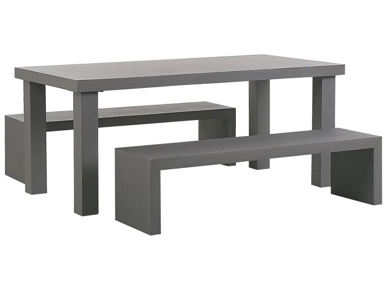 4 Seater Concrete Garden Dining Set U Shaped Benches Grey TARANTO_775834
